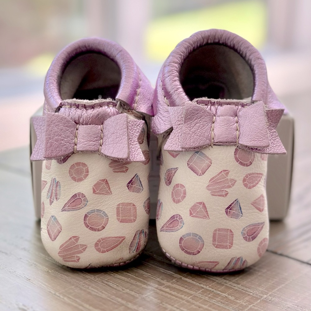 Collector’s Item: Freshly Picked Bowed Soft Soles, Watercolor Crystals with box!